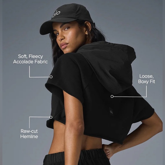 S ALO Cropped Short Sleeve Hoodie - Picture 3 of 10